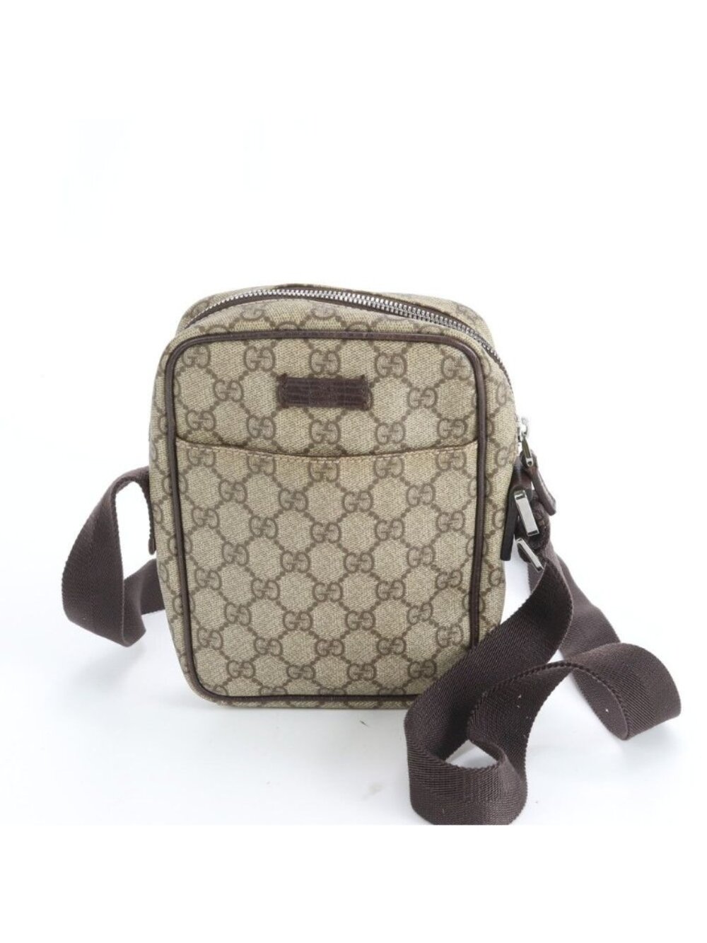Gucci GG Supreme Leather Shoulder Bag Crossbody Messenger Business Brown